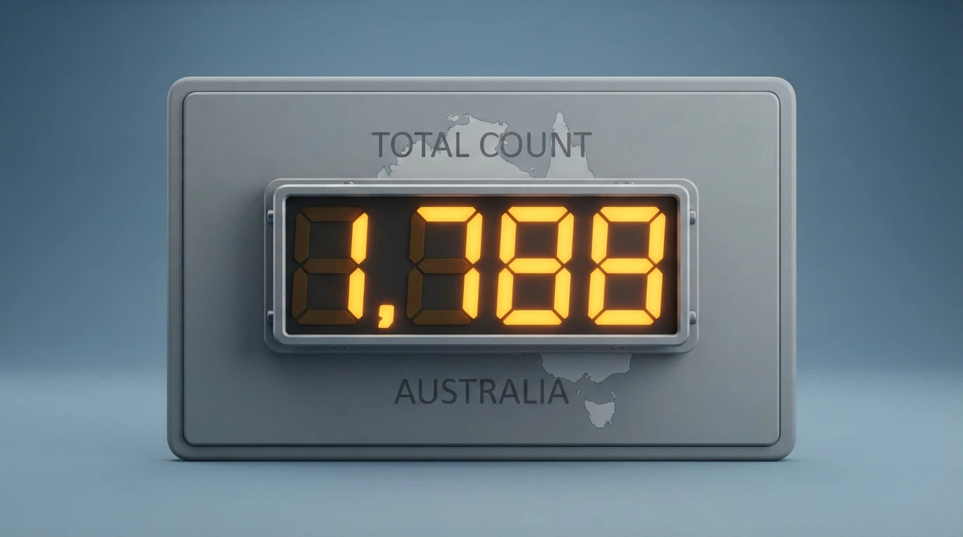 A digital tally counter showing 1,788 on a government-website-styled grey background, the ACMA logo beside it, a faint map of Australia behind
