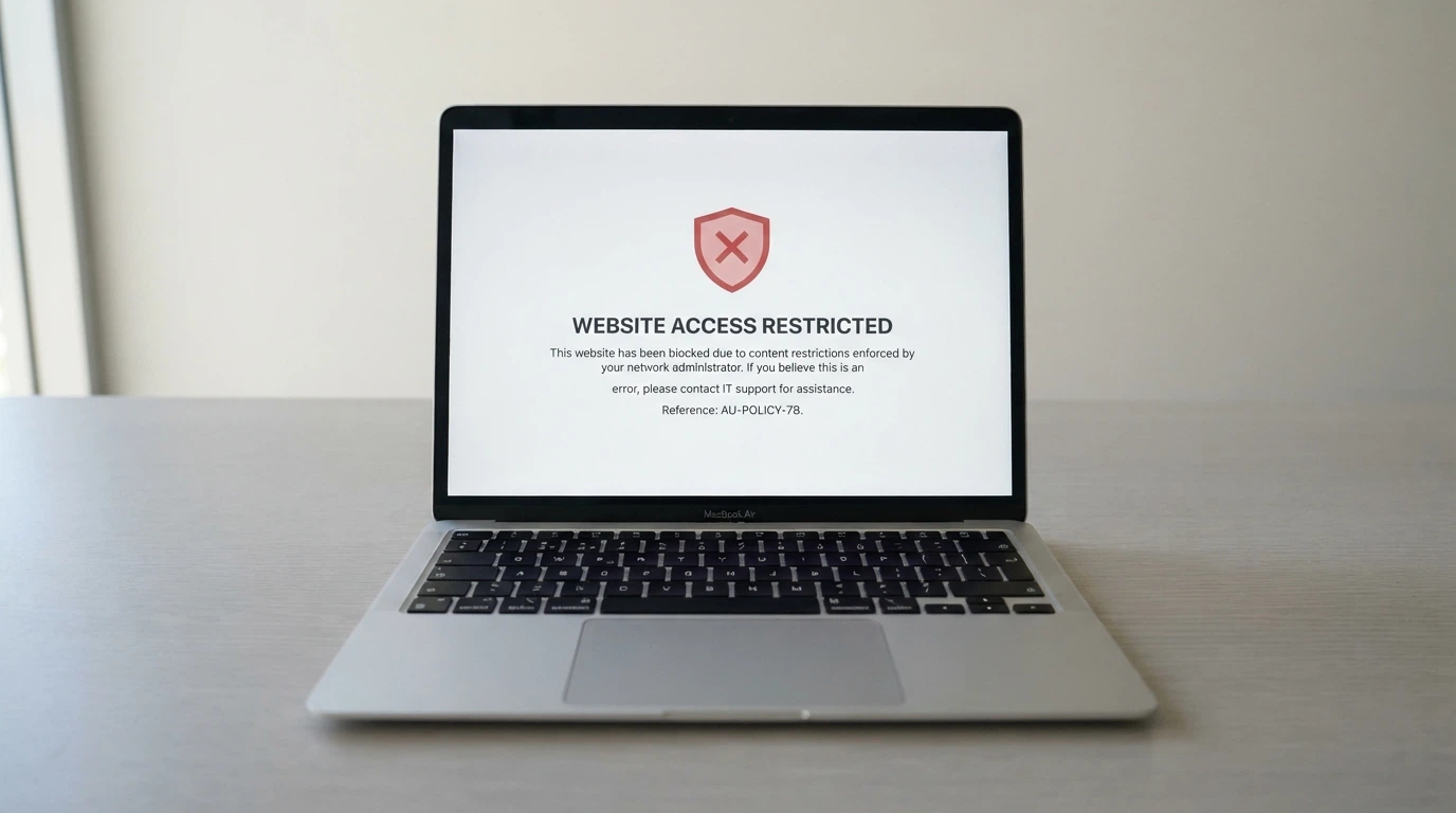 A browser screen displaying an ACMA blocking notice — the standard message an Australian ISP serves when a gambling site has been blocked under the IGA