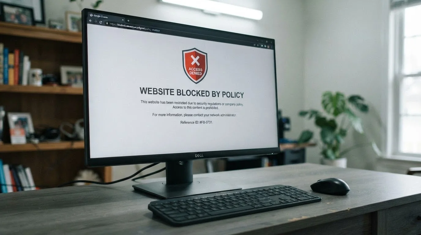 A browser window displaying the ACMA blocking notice that appears when an Australian ISP has blocked an illegal gambling site — the ACMA logo and the section 313 reference visible.