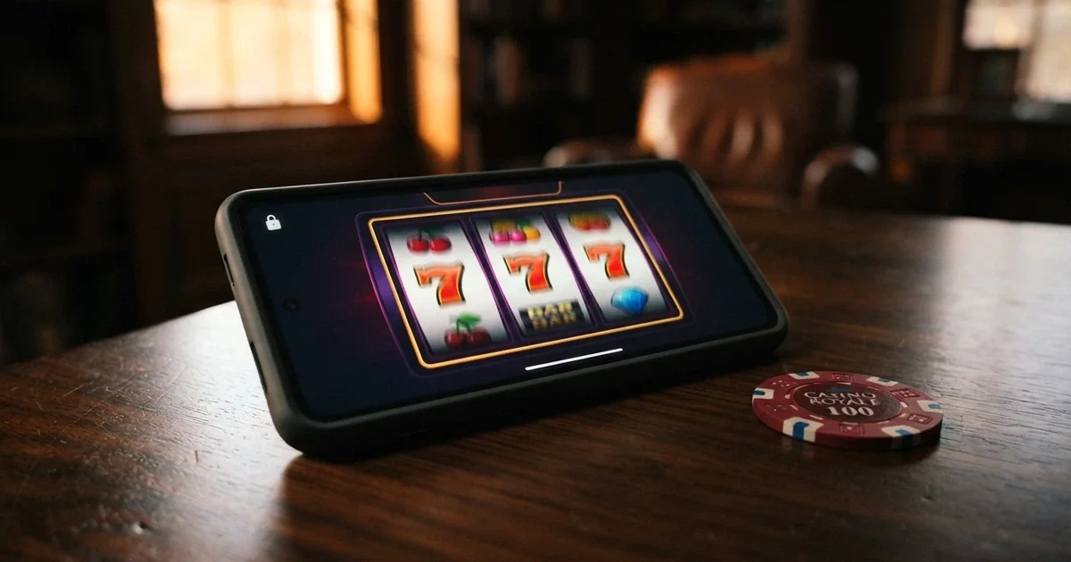 A digital illustration of cryptocurrency tokens and casino chips on a dark background, with a padlock icon symbolising anonymous play and a subtle warning element