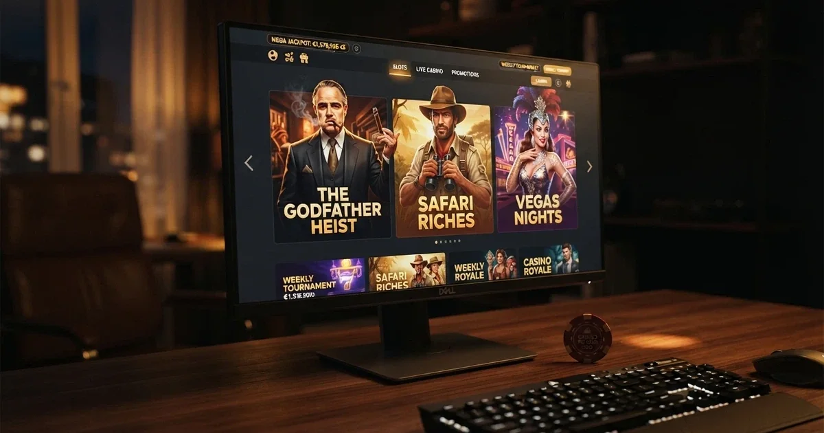 Betsoft Gaming logo and a collage of its most recognisable 3D slot characters against a dark casino-lobby background