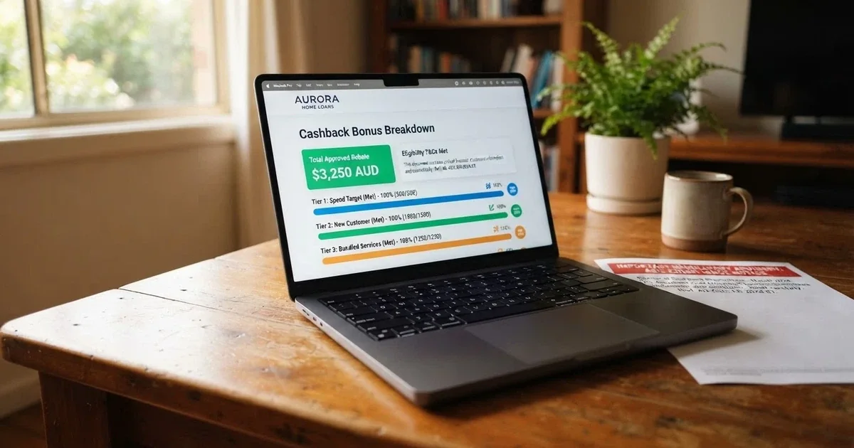 A laptop screen showing a cashback casino comparison page beside an ACMA enforcement notice, Australian setting