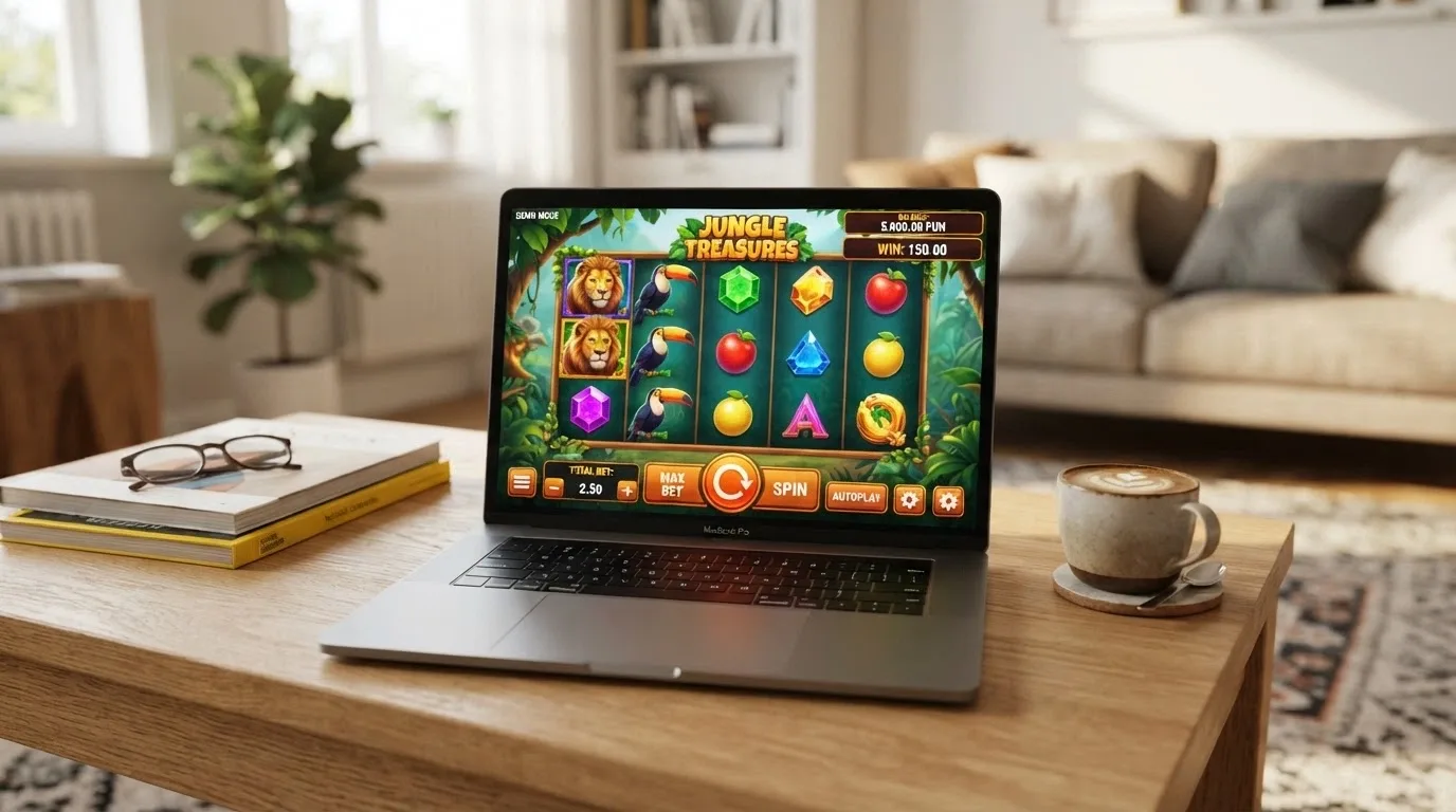 A Betsoft slot in demo mode, showing the play-money balance and the full bet panel active