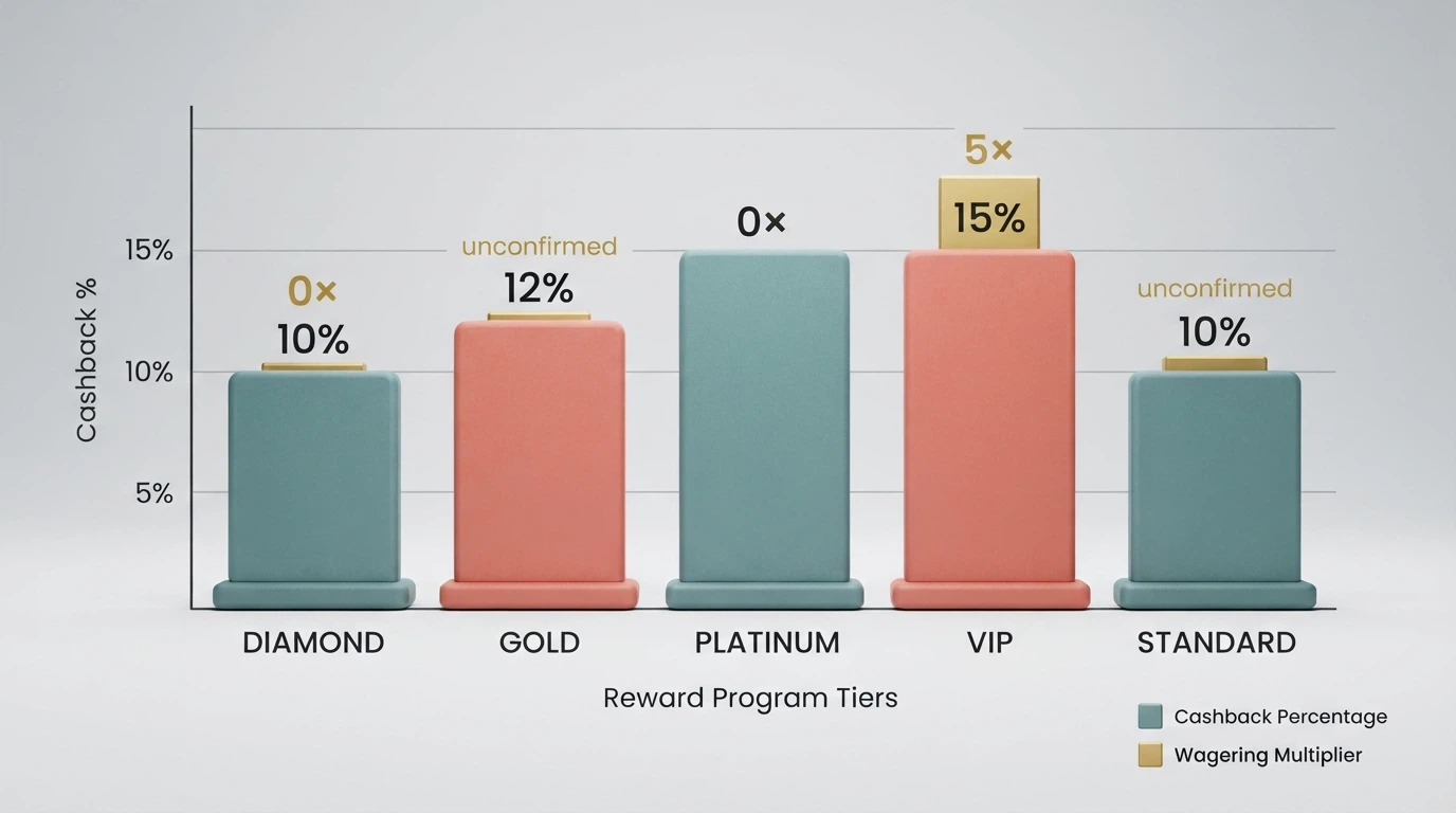 A bar chart comparing cashback percentages across casino brands, with wagering requirements shown as a second data series