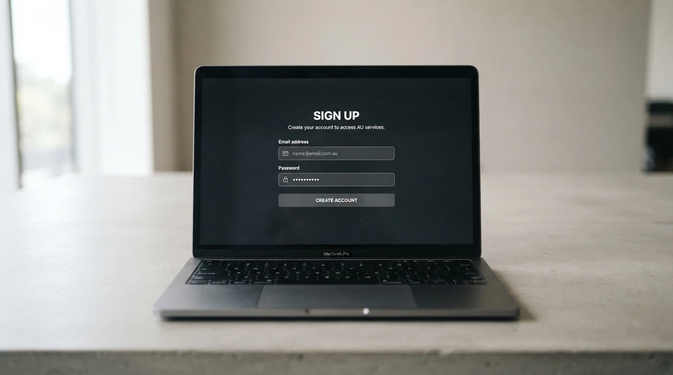 A minimalist casino sign-up form with only an email field and a password field visible