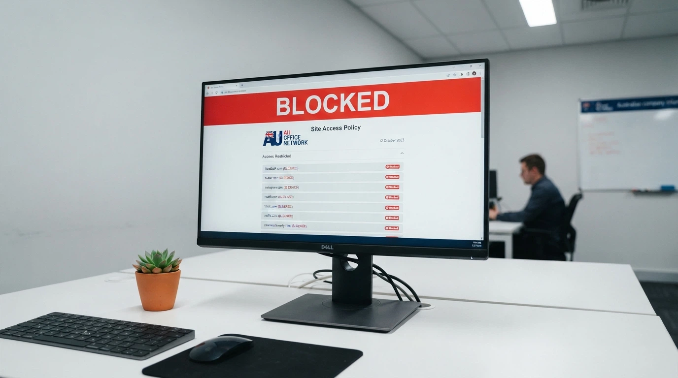 The ACMA website homepage on a desktop screen with a warning banner about illegal offshore gambling sites