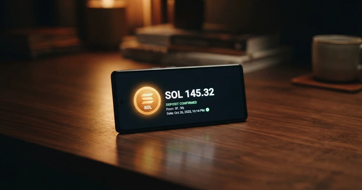 A digital wallet interface showing a Solana (SOL) deposit screen on a casino platform