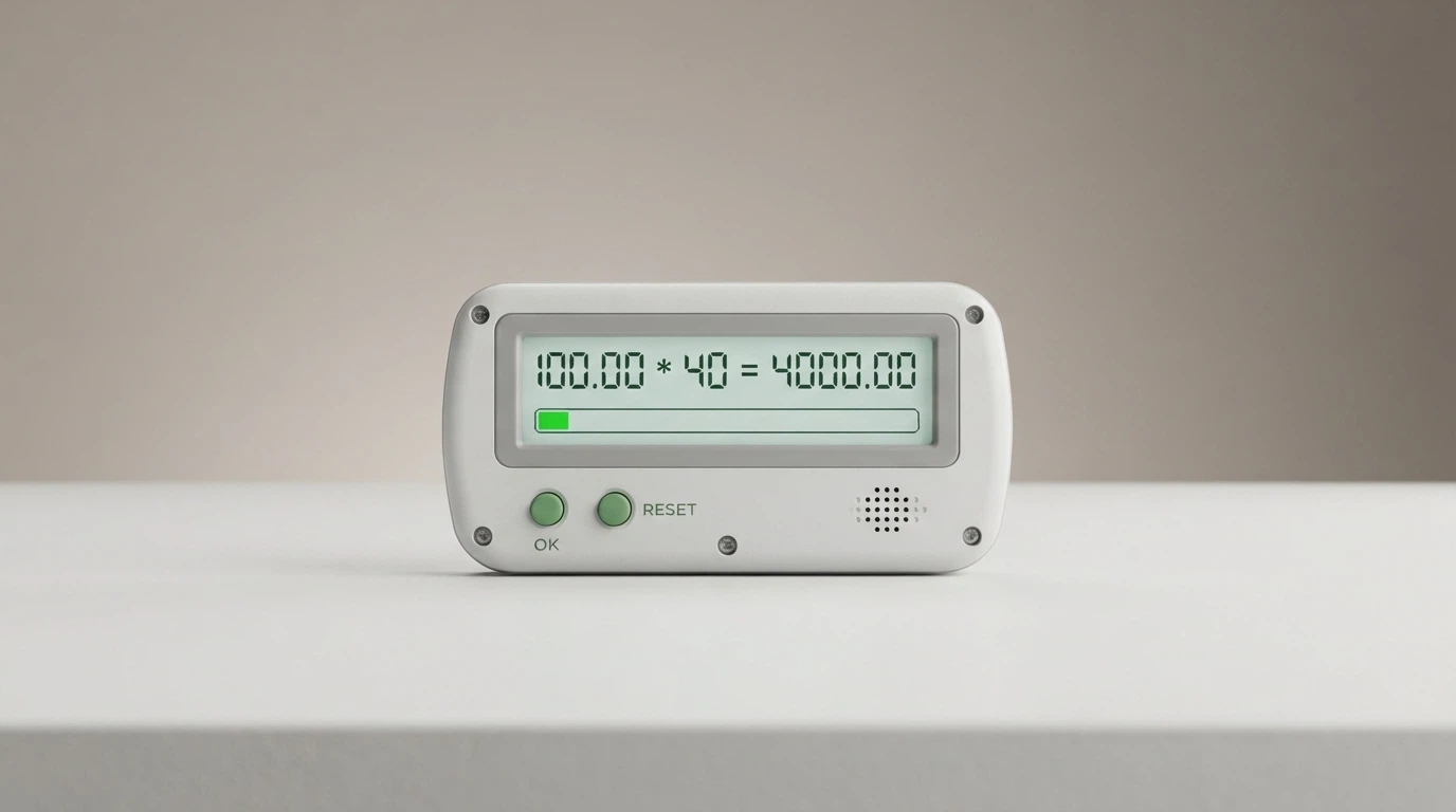 A calculator display showing a wagering equation: bonus × multiplier = turnover, with a progress bar underneath that is mostly empty