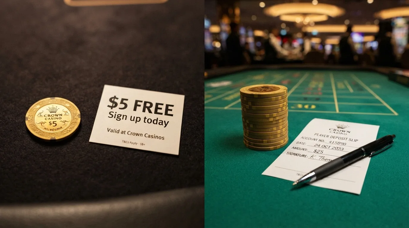 A split-screen comparison showing a no-deposit free chip on one side and a multi-deposit welcome package on the other